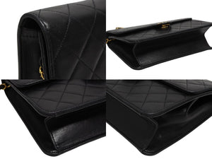 極美品 CHANEL シャネル Sフラップ Sチェーンショルダーバッグ 4番台 ココマーク ラムスキン ブラック ゴールド金具 中古 4b010991