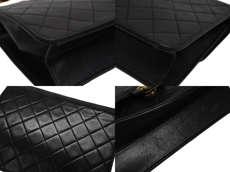 極美品 CHANEL シャネル Sフラップ Sチェーンショルダーバッグ 4番台 ココマーク ラムスキン ブラック ゴールド金具 中古 4b010991