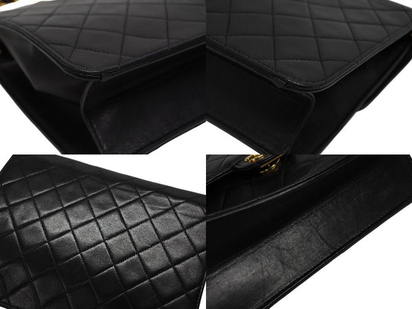極美品 CHANEL シャネル Sフラップ Sチェーンショルダーバッグ 4番台 ココマーク ラムスキン ブラック ゴールド金具 中古 4b010991