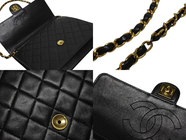 極美品 CHANEL シャネル Sフラップ Sチェーンショルダーバッグ 4番台 ココマーク ラムスキン ブラック ゴールド金具 中古 4b010991