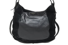 Load image into Gallery viewer, SAINT LAURENT サンローラン トムフォード期 スタッズ ハンドバッグ ブラック カーフスキン スウェード ゴールド金具 美品 中古 4b010995