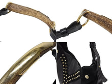 Load image into Gallery viewer, SAINT LAURENT サンローラン トムフォード期 スタッズ ハンドバッグ ブラック カーフスキン スウェード ゴールド金具 美品 中古 4b010995
