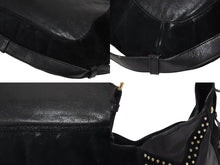 Load image into Gallery viewer, SAINT LAURENT サンローラン トムフォード期 スタッズ ハンドバッグ ブラック カーフスキン スウェード ゴールド金具 美品 中古 4b010995