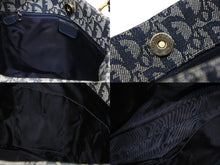 Load image into Gallery viewer, Christian Dior クリスチャンディオール トロッター トートバッグ キャンバス レザー ネイビー 美品 中古 4b011004