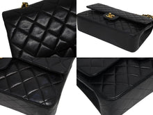 Load image into Gallery viewer, CHANEL シャネル マトラッセ25 Wフラップ Wチェーンショルダーバッグ 6番台 ココマーク ラムスキン ブラック ゴールド金具 美品 中古 4b011007