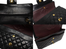 Load image into Gallery viewer, CHANEL シャネル マトラッセ25 Wフラップ Wチェーンショルダーバッグ 6番台 ココマーク ラムスキン ブラック ゴールド金具 美品 中古 4b011007