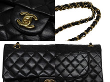 Load image into Gallery viewer, CHANEL シャネル マトラッセ25 Wフラップ Wチェーンショルダーバッグ 15番台 ココマーク ラムスキン ブラック ゴールド金具 美品 中古 4b011010