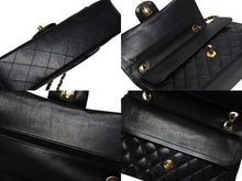 Load image into Gallery viewer, CHANEL シャネル マトラッセ25 Wフラップ Wチェーンショルダーバッグ 15番台 ココマーク ラムスキン ブラック ゴールド金具 美品 中古 4b011010