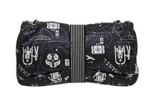 Load image into Gallery viewer, 新品同様品 CHANEL シャネル エアライン ダブルチェーン ショルダーバッグ A91182 22番台 ブラック ホワイト ナイロン シルバー金具 中古 4b011014