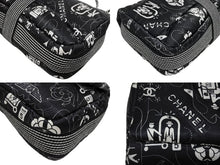 Load image into Gallery viewer, 新品同様品 CHANEL シャネル エアライン ダブルチェーン ショルダーバッグ A91182 22番台 ブラック ホワイト ナイロン シルバー金具 中古 4b011014