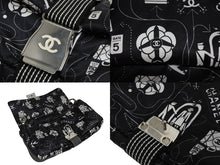 Load image into Gallery viewer, 新品同様品 CHANEL シャネル エアライン ダブルチェーン ショルダーバッグ A91182 22番台 ブラック ホワイト ナイロン シルバー金具 中古 4b011014