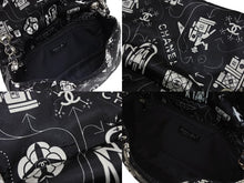 Load image into Gallery viewer, 新品同様品 CHANEL シャネル エアライン ダブルチェーン ショルダーバッグ A91182 22番台 ブラック ホワイト ナイロン シルバー金具 中古 4b011014