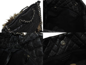 CHANEL シャネル 2WAYバッグ 13番台 2.55 ココマーク カーフスキン フェイクファー ブラック シルバー金具 美品 中古 4b011015