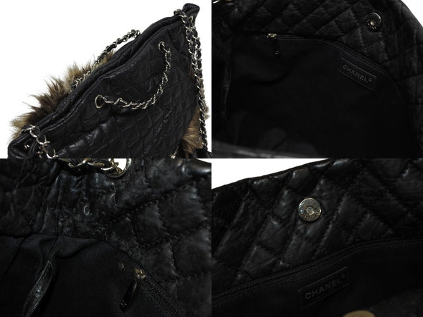 CHANEL シャネル 2WAYバッグ 13番台 2.55 ココマーク カーフスキン フェイクファー ブラック シルバー金具 美品 中古 4b011015