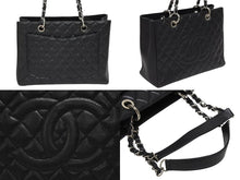 Load image into Gallery viewer, 極美品 CHANEL シャネル GST チェーントートバッグ A50995 19番台 キャビアスキン ココマーク ブラック シルバー金具 中古 4b011016