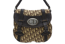 Load image into Gallery viewer, Christian Dior クリスチャンディオール ショルダーバッグ トロッター ワンショルダー ブラウン ベージュ コットンキャンバス レザー シルバー金具 美品 中古 4b011020