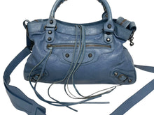 画像をギャラリービューアに読み込む, BALENCIAGA バレンシアガ ザ タウン 2way ハンドバッグ 527147 ブルー レザー ゴールド金具 美品 中古 4b011026
