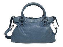 画像をギャラリービューアに読み込む, BALENCIAGA バレンシアガ ザ タウン 2way ハンドバッグ 527147 ブルー レザー ゴールド金具 美品 中古 4b011026