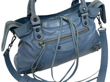 画像をギャラリービューアに読み込む, BALENCIAGA バレンシアガ ザ タウン 2way ハンドバッグ 527147 ブルー レザー ゴールド金具 美品 中古 4b011026