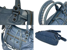 画像をギャラリービューアに読み込む, BALENCIAGA バレンシアガ ザ タウン 2way ハンドバッグ 527147 ブルー レザー ゴールド金具 美品 中古 4b011026