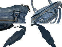 画像をギャラリービューアに読み込む, BALENCIAGA バレンシアガ ザ タウン 2way ハンドバッグ 527147 ブルー レザー ゴールド金具 美品 中古 4b011026