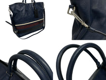 Load image into Gallery viewer, 極美品 PRADA プラダ サフィアーノ 2WAY ハンドバッグ ネイビー レッド ブラック レザー シルバー金具 中古 4b011028