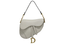 Load image into Gallery viewer, Christian Dior クリスチャンディオール サドルバッグ ワンショルダーバッグ 28-MA-0260 ホワイト レザー 美品 中古 4b011040