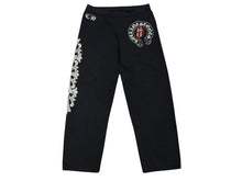 Load image into Gallery viewer, CHROME HEARTS クロムハーツ スウェットパンツ リップアンドタン フローラルクロス コットン ブラック ホワイト 美品 中古 4b011056