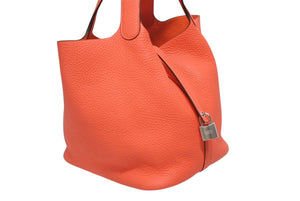 新品未使用 HERMES エルメス ピコタンロック22 ハンドバッグ Y刻印 トリヨンクレマンス ローズテキサス シルバー金具 中古 4b011078