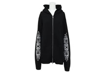 Load image into Gallery viewer, 新品未使用 CHROME HEARTS クロムハーツ カシミヤ ジップ パーカー フローラルクロス ブラック サイズXL シルバー925 金具 中古 4b011082