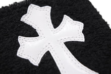 Load image into Gallery viewer, 新品未使用 CHROME HEARTS クロムハーツ クロスパッチ リストバンド 二点セット ブレスレット パイル地 ブラック ホワイト 中古 4b011092