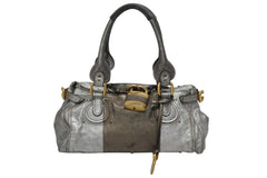 Chloe クロエ ハンドバッグ パディントン ワンショルダーバッグ シルバー レザー B19FG0 ゴールド金具 美品 中古 4b011122