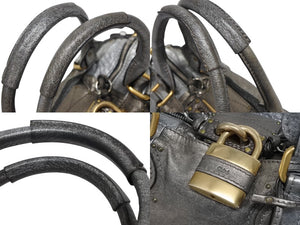 Chloe クロエ ハンドバッグ パディントン ワンショルダーバッグ シルバー レザー B19FG0 ゴールド金具 美品 中古 4b011122
