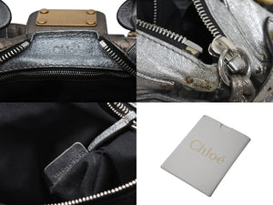 Chloe クロエ ハンドバッグ パディントン ワンショルダーバッグ シルバー レザー B19FG0 ゴールド金具 美品 中古 4b011122