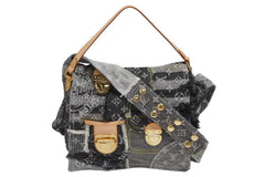 極美品 LOUIS VUITTON ルイヴィトン モノグラムデニム パッチワーク ポスティ メッセンジャーバッグ M95375 グレー 中古 4b011123