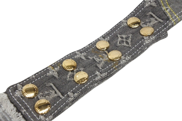 極美品 LOUIS VUITTON ルイヴィトン モノグラムデニム パッチワーク ポスティ メッセンジャーバッグ M95375 グレー 中古 4b011123