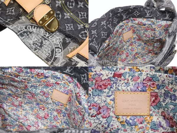 極美品 LOUIS VUITTON ルイヴィトン モノグラムデニム パッチワーク ポスティ メッセンジャーバッグ M95375 グレー 中古 4b011123