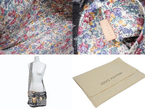 極美品 LOUIS VUITTON ルイヴィトン モノグラムデニム パッチワーク ポスティ メッセンジャーバッグ M95375 グレー 中古 4b011123