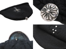 Load image into Gallery viewer, CHROME HEARTS クロムハーツ クロスパッチ ニットキャップ タイニークロス ビーニー カシミヤ レザー シルバー925 ブラック 美品 中古 4b011147