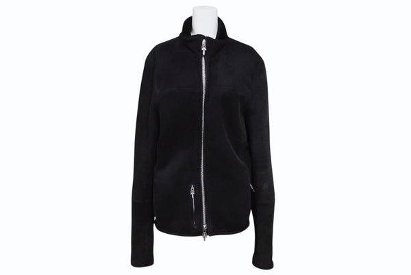 極美品 CHROME HEARTS クロムハーツ ムートン レザージャケット ダガージップ ブラック 黒 サイズ S 中古 4b011156