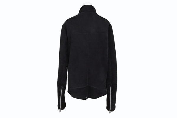 極美品 CHROME HEARTS クロムハーツ ムートン レザージャケット ダガージップ ブラック 黒 サイズ S 中古 4b011156