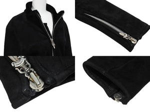 極美品 CHROME HEARTS クロムハーツ ムートン レザージャケット ダガージップ ブラック 黒 サイズ S 中古 4b011156