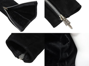 極美品 CHROME HEARTS クロムハーツ ムートン レザージャケット ダガージップ ブラック 黒 サイズ S 中古 4b011156