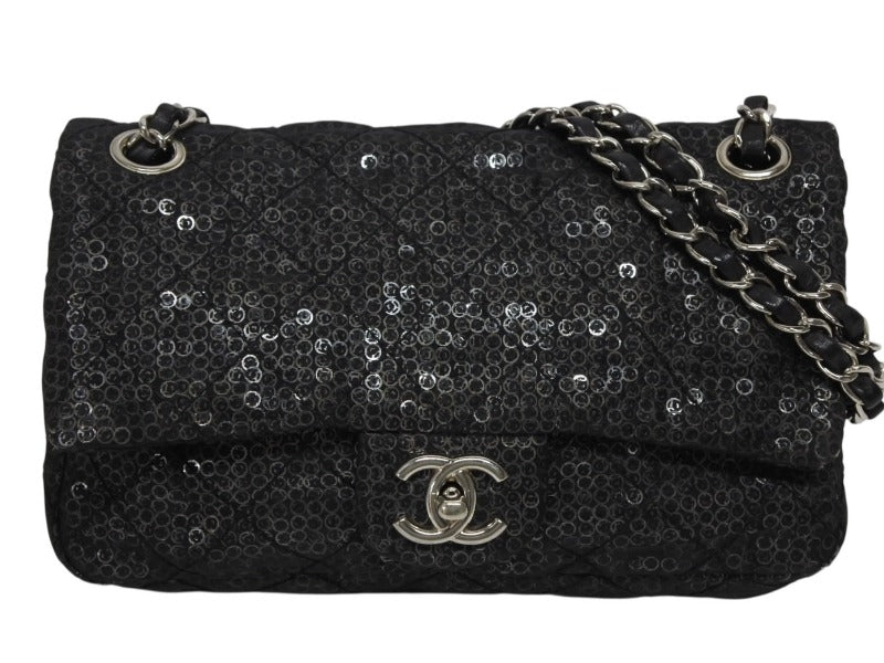 CHANEL CHANEL Matelasse 23 S Flap W Chain Shoulder Bag No. 12 Coco Mark Sequins Silver Hardware Good Condition Used 4b011166