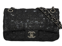 CHANEL シャネル マトラッセ23 Sフラップ Wチェーンショルダーバッグ 12番台 ココマーク スパンコール シルバー金具 美品 中古 4b011166
