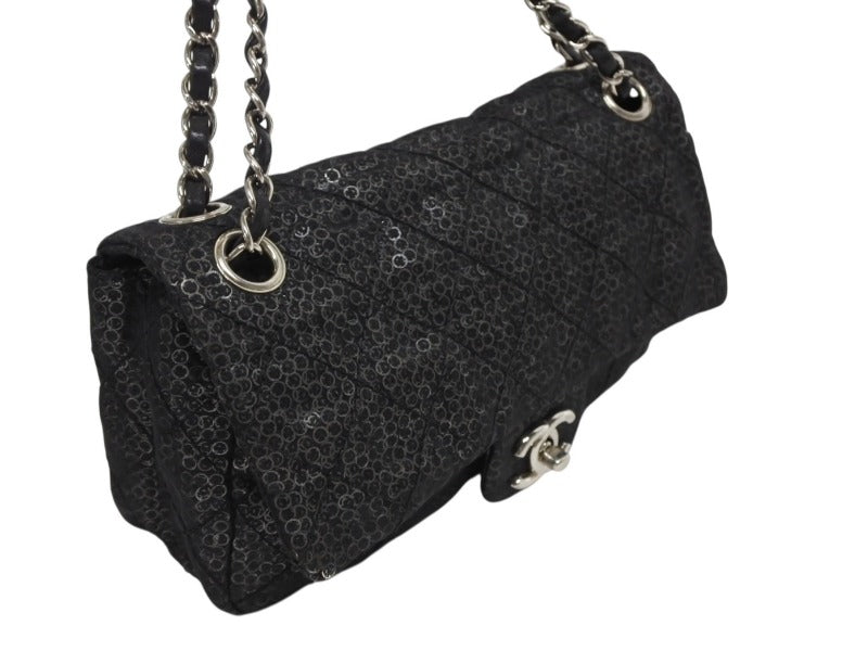 CHANEL CHANEL Matelasse 23 S Flap W Chain Shoulder Bag No. 12 Coco Mark Sequins Silver Hardware Good Condition Used 4b011166