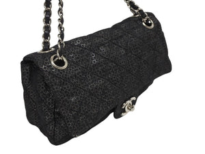 CHANEL シャネル マトラッセ23 Sフラップ Wチェーンショルダーバッグ 12番台 ココマーク スパンコール シルバー金具 美品 中古 4b011166