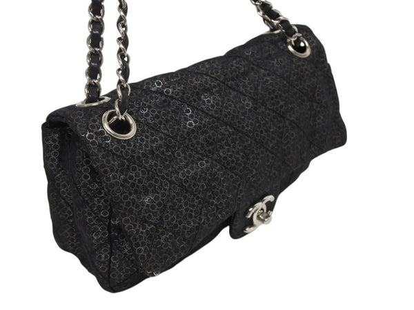 CHANEL シャネル マトラッセ23 Sフラップ Wチェーンショルダーバッグ 12番台 ココマーク スパンコール シルバー金具 美品 中古 4b011166