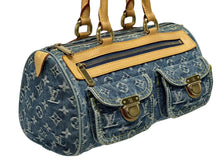 Load image into Gallery viewer, 極美品 LOUIS VUITTON ルイヴィトン ネオスピーディ ハンドバッグ M95019 モノグラム デニム インディゴブルー ゴールド金具 中古 4b011180