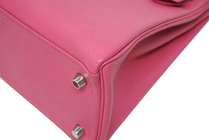 極美品 HERMES エルメス KELLY ケリー 32 内縫い 2WAYハンドバッグ シェーブル ピンク系 シルバー金具 □Q刻印 中古 4b011200